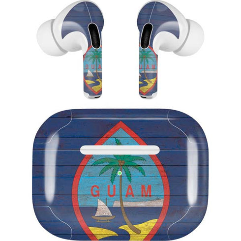 Guam Flag Dark Wood AirPods Skins